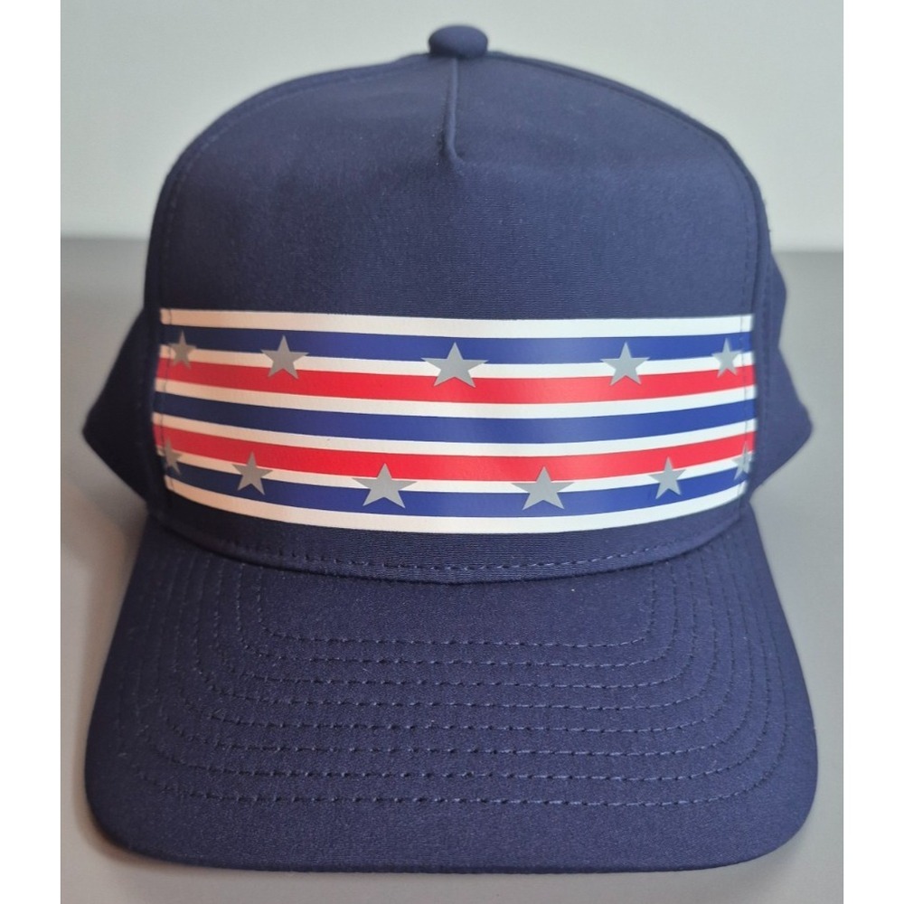 Srixon Golf Mens Snap-Back Hat Cap Navy Blue Flag Motif NEW NWOT